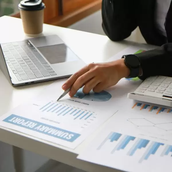 Financial advisor calculating numbers datasheets graphs charts reports marketing research development planning management strategy analysis financial accounting. Business office concept.